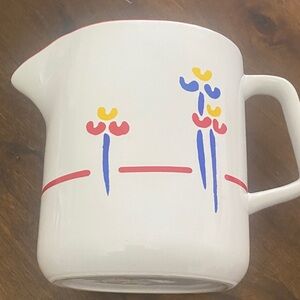 Colorful Floral Ceramic Pitcher